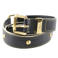 【LOUIS VUITTON】Louis Vuitton Ceinture Suhali Studs M6869W Leather Noir Black SN0045 Men's Belt