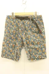 【中古】 GRAMICCI メンズショートパンツ M FLOWER NN-SHORTS GRAMICCI M 紺 ネイビー 青 ブルー オレンジ 橙 花柄