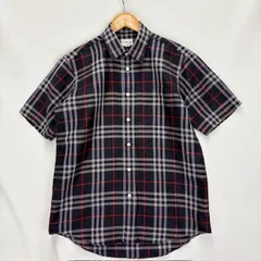 90s Burberrys リネン混 チェック 半袖シャツ サイズM WJ244-136-28 08050217 01