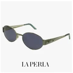 【未使用品】 La Perla ラペルラ サングラス spe505-r25 オーバル 型 レディース メンズ ユニセックスモデル メタル フレーム イタリア製 オリーブ グリーン カラー バネ蝶番のサムネイル