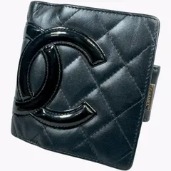 【美品】CHANEL シャネル カンボンライン コンパクト がま口 二つ折り 財布 ブラック