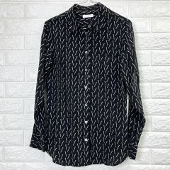 エキプモン ケイト・モス シルク長袖 シャツ 雷柄 黒 M~Lサイズ相当 