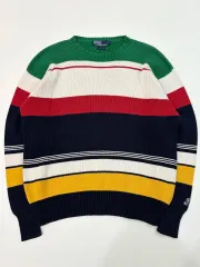 Polo ポロ ラルフローレン 90s コットン バイカラー ボーダー柄 ニット