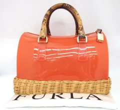 ＦＵＲＬＡ　フルラ　キャンディバッグ　ハンドバッグ　ＰＶＣ　ラタン　持ち手パイソン風