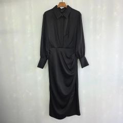美品✨anuans カシュクール ロングワンピース ブラック 長袖 美シルエット 美品✨anuans カシュクール ロングワンピース ブラック 長袖 美