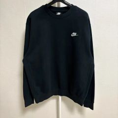 Nike☆クルーネック トレーナー スウィッシュ刺繡ロゴ ブラック XL 美 
