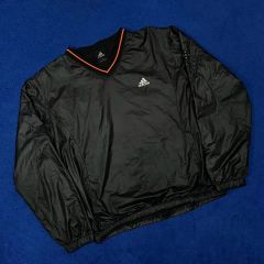 00s adidas アディダス ナイロンプルオーバー デカロゴ y2k 黒 赤 
