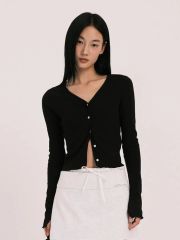 yo BIOTOP sheer rib short cardigan ブラック - メルカリ