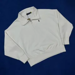 ポロ ラルフローレン 白 ハーフジップ 長袖 Tシャツ