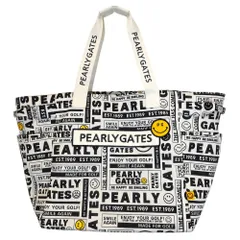 PEARLY GATES パーリーゲイツ ゴルフ ニュースペーパー柄 ニコちゃん トートバッグ F ホワイト/ブラック