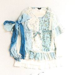 希少✨ トリココムデギャルソン フリル花柄ブラウス AD2004 半袖