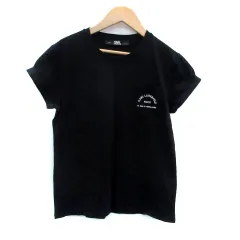 カールラガーフェルド KARL LAGERFELD Tシャツ カットソー ラウンドネック 半袖 ロールアップ ロゴ刺繡 XS 黒 ブラック /HO38のサムネイル
