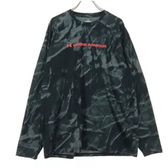 美品 UNDER ARMOUR アンダーアーマー 総柄 長袖 Tシャツ XL ダークグレー ロンT メンズ 古着