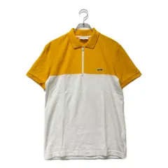 中古 メンズ ラコステ LACOSTE 半袖ポロシャツ M US/S 黄×白 イエロー×ホワイト ハーフジップ