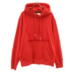 Calvin klein Jeans カルバンクラインジーンズ 長袖 スウェットパーカー M レッド メンズ 古着