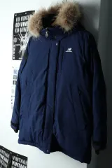 W(M-L) ニューバランス ダウン アウター ジャケット ダックダウン ブルー 野球 必須アイテム-15B95のサムネイル