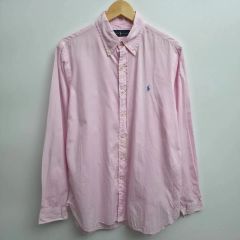 美品】ラルフローレン クラシックフィットリネンシャツ ピンク ポニー