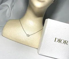 美品 近年モデル DIOR ディオール CD ロゴ ラインストーン装飾 ペンダントトップ チェーンネックレス シルバー 男女兼用 アクセサリー