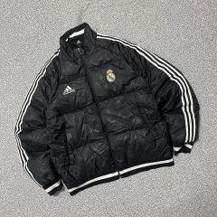 adidas ロングベンチコート 中綿 レアルマドリード ブラック XL程度 