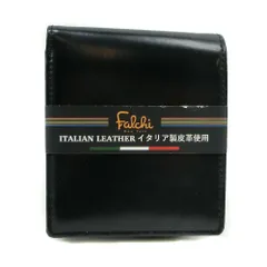 イタリアンレザー 牛革 黒 メンズ 二つ折り財布