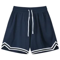 ☆ ネイビー ☆ 3XLサイズ ☆ バスケパンツ ショートパンツ バスケパンツ ショートパンツ 半ズボン ジャージ ハーフパンツ 短パン パンツ ズボン バスパン バスケットボールパンツ ショート メンズ レディース 膝上 男女兼用 無地 スポーツのサムネイル
