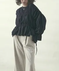 ETRE TOKYO シャーリングシアートップス ストレッチ チュール ブラック フリーサイズのサムネイル