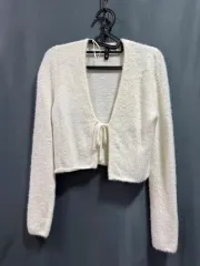 H&M アイボリー クロップド ニット カーディガン (Sサイズ)