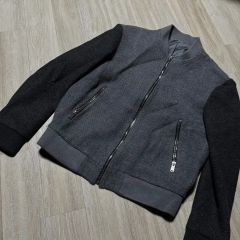SUNSEA レザースリーブ ノーカラージャケット サイズ2 グレー 牛革日本 