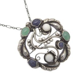 GEORG JENSEN 159 ネックレス アメジスト カーネリアン シルバー 