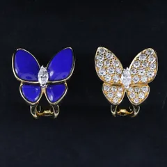 【Van Cleef & Arpels】ヴァンクリーフ＆アーペル ドゥパピヨン VCARP3DO00 K18イエローゴールド×ダイヤモンド×ラピスラズリ レディース 9.1g イヤリングのサムネイル