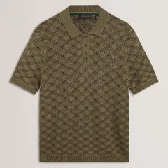 テッドベーカー メンズ トップス ポロシャツ Ted Baker MensS Geo Short Sleeve Polo Shirt KHAKI カーキのサムネイル