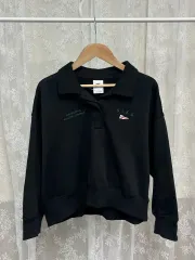 XL) ナイキ 限定 クロップド ポロ スウェット ブラック
