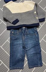 GAP ベビー服 上下セット ボーダー タートルネック デニム - メルカリ