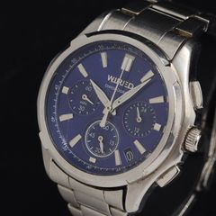 稼働】SEIKO WIRED クロノグラフ スモセコ 腕時計 ザ・ブルー - メルカリ