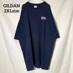 【GILDAN】アメリカ 企業ロゴ American Family Insurance 保険会社 ワンポイント プリントロゴ オーバーサイズ 半袖Tシャツ US古着 USA輸入 ネイビー 2XLsize