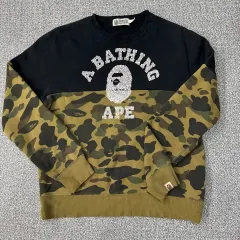 A BATHING APE アベイシングエイプ ASURA イエローカモフラ ブラック カモフラ クルーネック スウェット