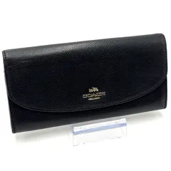 コーチ COACH 長財布 お札入れ ゴールド金具 男女兼用 ブラック ゴールド レザー