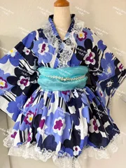 ブルー系🦋🌧　浴衣ドレスᏊ⸝⸝> ̫ <⸝⸝Ꮚ