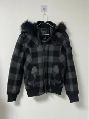 GUESS チェック パータン フード ファー ジャケット 95のサムネイル