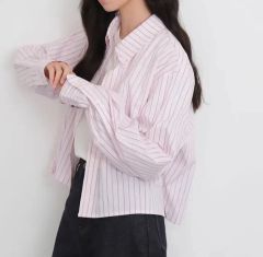 23区　今期者ピンク ストライプ 長袖シャツ 刺繍ポケット 23区 今期者ピンク ストライプ 長袖シャツ 刺繍ポケット - メルカリ