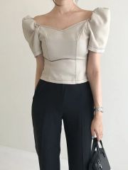 新品・未使用】Aimeine エメイン 2wayバルーンベアブラウス ホワイト