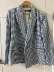 ザラ ZARA チェック柄 ダブル ジャケット m