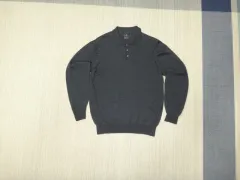 (L/100) BLACK BROWN メンズ メリノ ウール カラ ニット