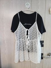 新品】310 リバーシブルビスチェ付きTシャツ グレーTシャツ セット