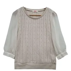 NUSY ヴィンテージ クリーム シフォン 袖 ニット S