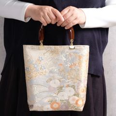 帯リメイク ショルダー トートバッグ 草花柄 - メルカリ