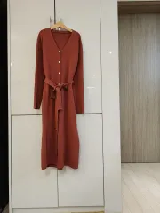 ウエスト紐 カーディガン ロング丈 ONE PIECE