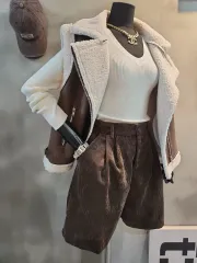 (新品) コーデュロイ ウエスト後ろゴム ハーフパンツ コーデュロイ ハーフパンツ レディース ウエストゴム ハーフパンツ COLOR