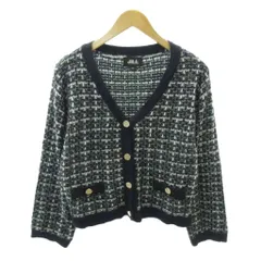 ジルスチュアート JILL STUART ニット カーディガン チェック柄 長袖 ショート丈 FR 黒 白 ブラック ホワイト 1222 ■YHS9