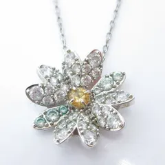 スワロフスキー SWAROVSKI ネックレス ペンダント シルバーカラー フラワーモチーフ マルチカラーストーン /SX